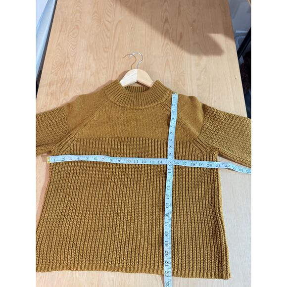 Madewell Balloon-Sleeve Mockneck Sweater Mustard Yellow soft Knit L Cozy - Picture 7 of 7